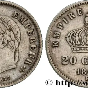Remise 20 centimes Napoléon III, tête laurée, grand module 1867 Strasbourg F.150/2 fmd_604330 Modernes