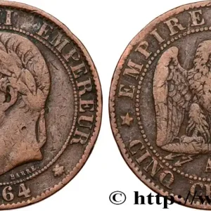 Achetez Aujourd’hui Cinq centimes Napoléon III, tête laurée 1864 Paris F.117/13 fmd_573144 Modernes