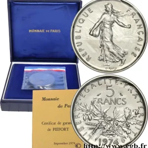 Tendance Piéfort Cu-Ni de 5 francs Semeuse 1974 Pessac GEM.154 P1 fmd_611447 Modernes