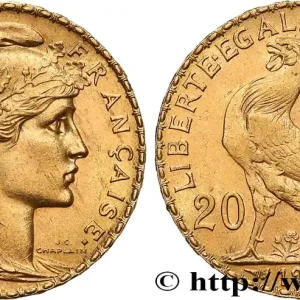 20 francs or Coq, Liberté Égalité Fraternité 1908 Paris F.535/2 fmd_683747 Modernes Fait Main