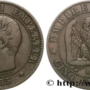 Cinq centimes Napoléon III, tête nue 1855 Strasbourg F.116/20 fmd_600500 Modernes Tendance