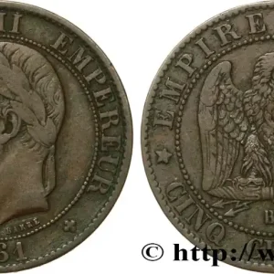 Prix Cassé Cinq centimes Napoléon III, tête laurée 1861 Strasbourg F.117/5 fmd_605444 Modernes