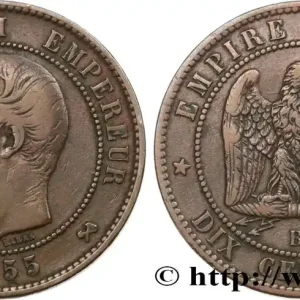 Solde Dix centimes Napoléon III, tête nue 1855 Rouen F.133/22 fmd_587814 Modernes