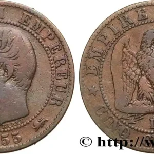 Petit Prix Cinq centimes Napoléon III, tête nue 1855 Lyon F.116/23 fmd_584264 Modernes