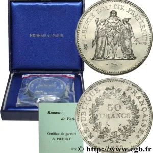 Satisfait Ou Remboursé Piéfort argent de 50 francs Hercule 1979 Pessac GEM.223 P1 fmd_614064 Modernes