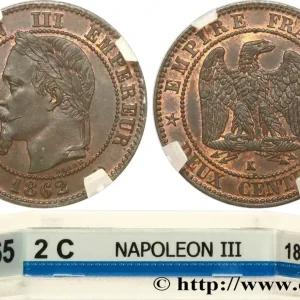 Deux centimes Napoléon III, tête laurée 1862 Bordeaux F.108A/7 fmd_620154 Modernes Marque