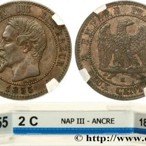 Usine Directe Deux centimes Napoléon III, tête nue 1855 Bordeaux F.107/34 fmd_620149 Modernes