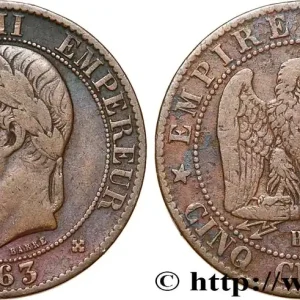 Cinq centimes Napoléon III, tête laurée 1863 Strasbourg F.117/11 fmd_583368 Modernes Top Vente