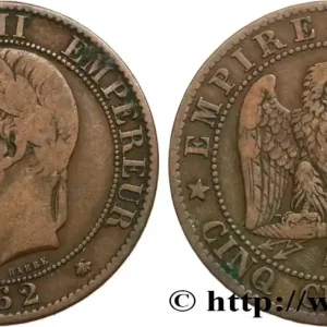Gros Lot Cinq centimes Napoléon III, tête laurée 1862 Paris F.117/7 fmd_589152 Modernes
