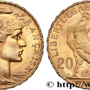 20 francs or Coq, Liberté Égalité Fraternité 1908 Paris F.535/2 fmd_620727 Modernes En Vogue