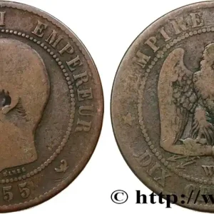 Dernier Modèle Dix centimes Napoléon III, tête nue 1855 Lille F.133/32 fmd_573273 Modernes