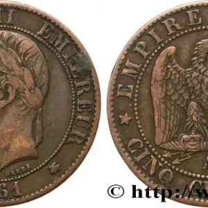 Gros Lot Cinq centimes Napoléon III, tête laurée 1861 Paris F.117/4 fmd_587057 Modernes