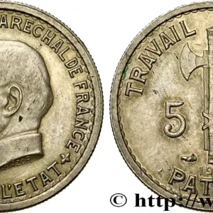Essai de 5 francs Pétain en cupro-nickel, 3e projet de Bazor, petit 5 1941 Paris GEM.142 53 fmd_617767 Modernes Solde
