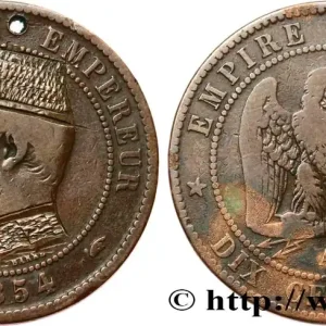 Original Dix centimes Napoléon III, tête nue, satirique pour le Général Boulanger 1854 Paris F.133/11 var. fmd_672380 Modernes