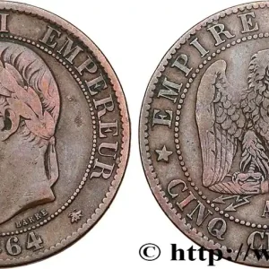 Expédition Rapide Cinq centimes Napoléon III, tête laurée 1864 Paris F.117/13 fmd_583108 Modernes