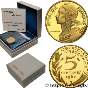 Piéfort Br-Al de 5 centimes Marianne 1968 Paris GEM.22 P1 fmd_622624 Modernes Haute Qualité