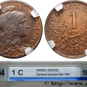 Offre Du Jour Épreuve en bronze de 1 centime Daniel-Dupuis au ruban, flan mat 1898 GEM.2 1 fmd_628453 Modernes
